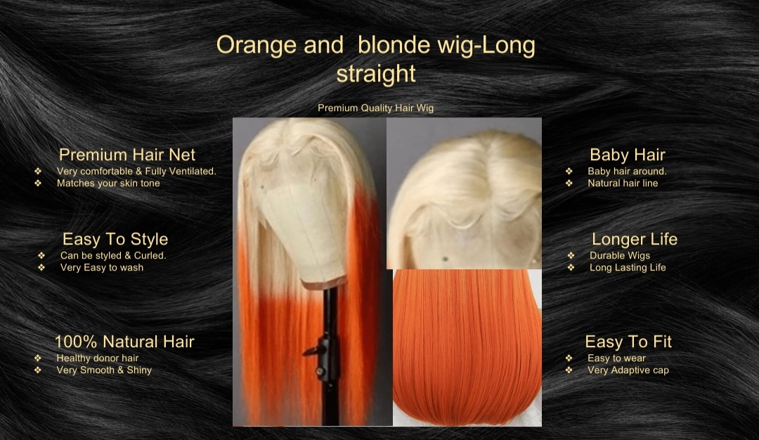 Orange and blonde wig-Long straight