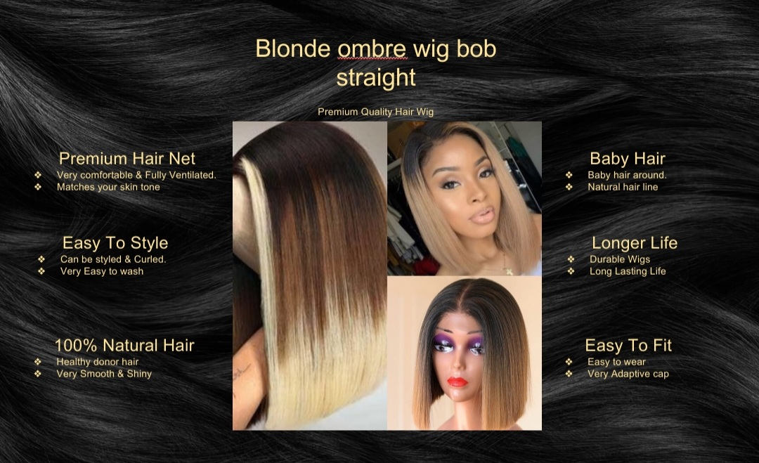 Blonde ombre wig bob straight