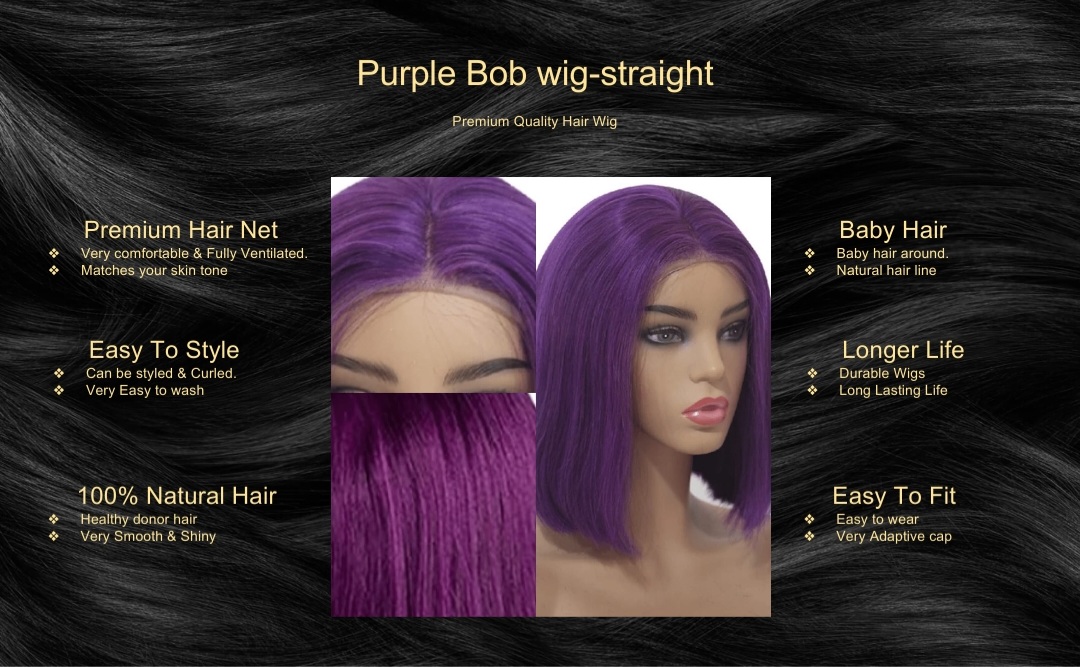 Purple Bob wig-straight