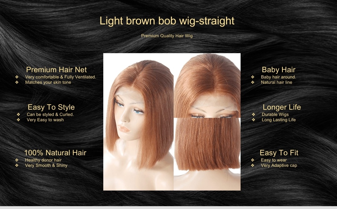 Light brown bob wig-straight