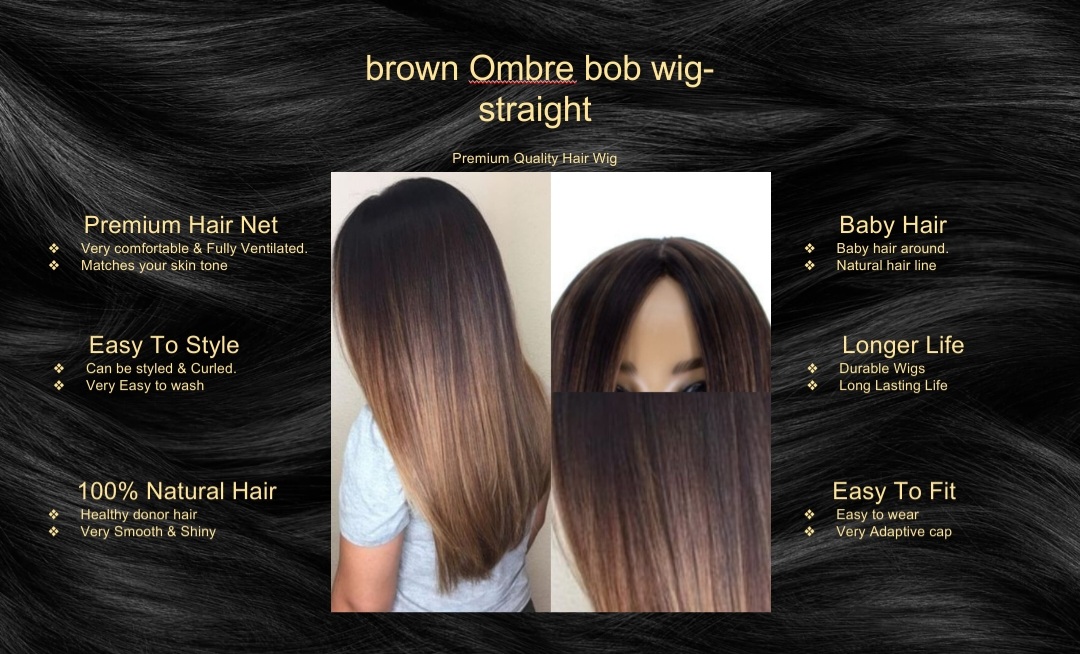 brown Ombre bob wig-straight