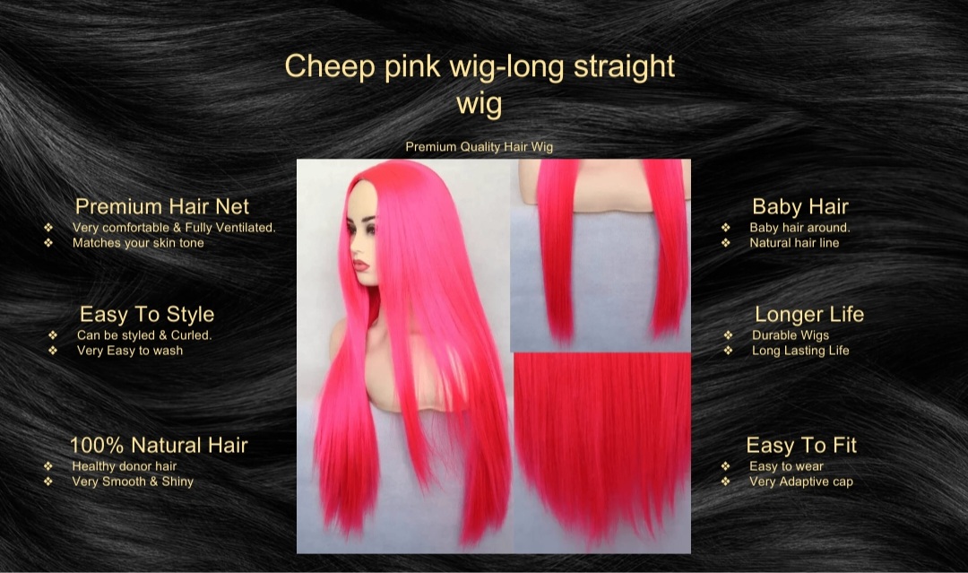 Cheep Pink wig-long straight wig