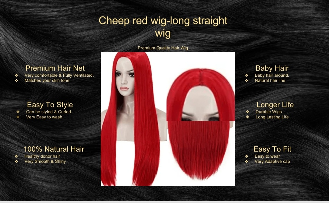 Cheep red wig-long straight wig