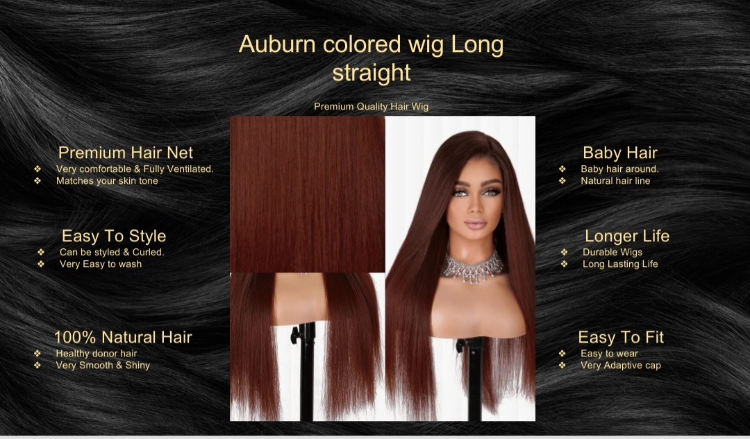 Auburn colored wig Long straight