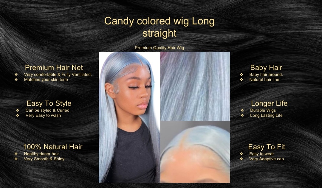 Candy colored wig long straight