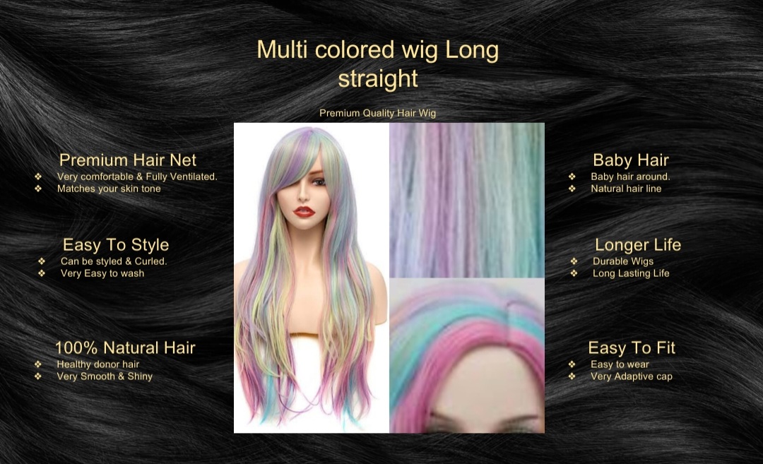 Multi colored wig Long straight
