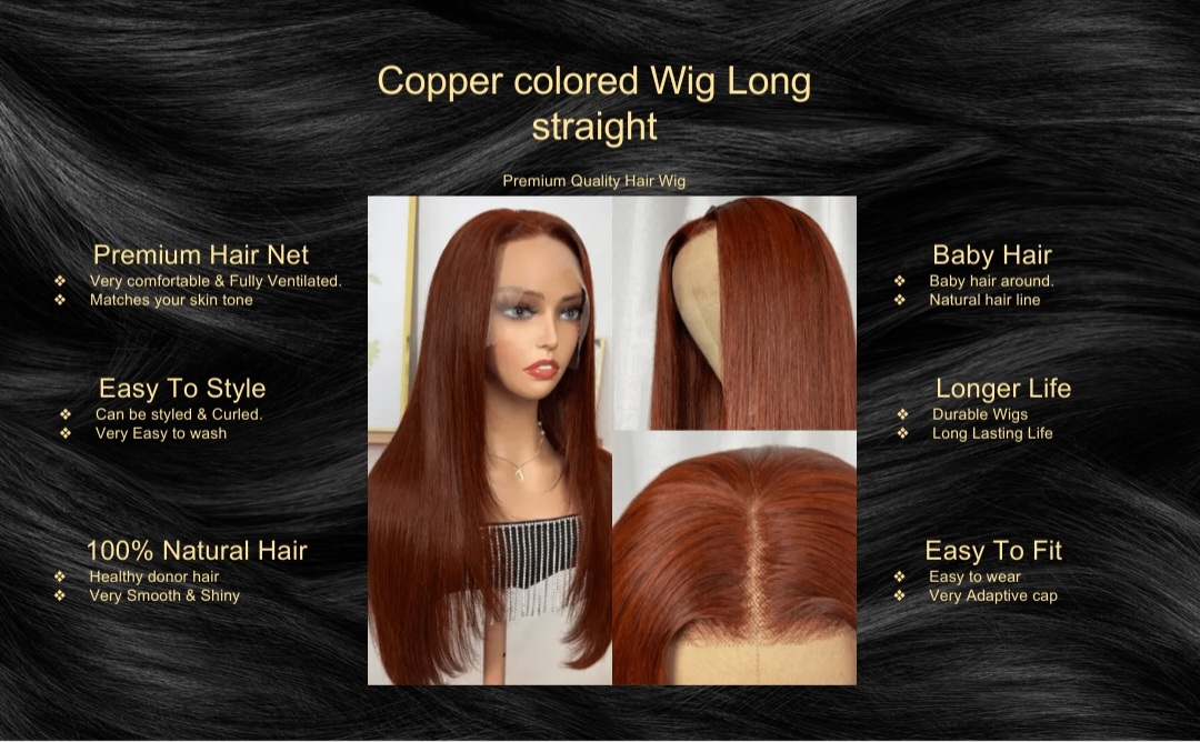 Copper colored Wig Long straight