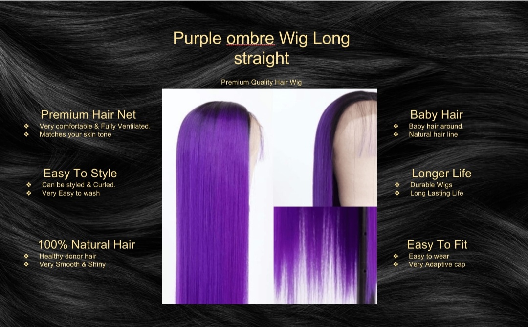 Purple ombre Wig Long straight