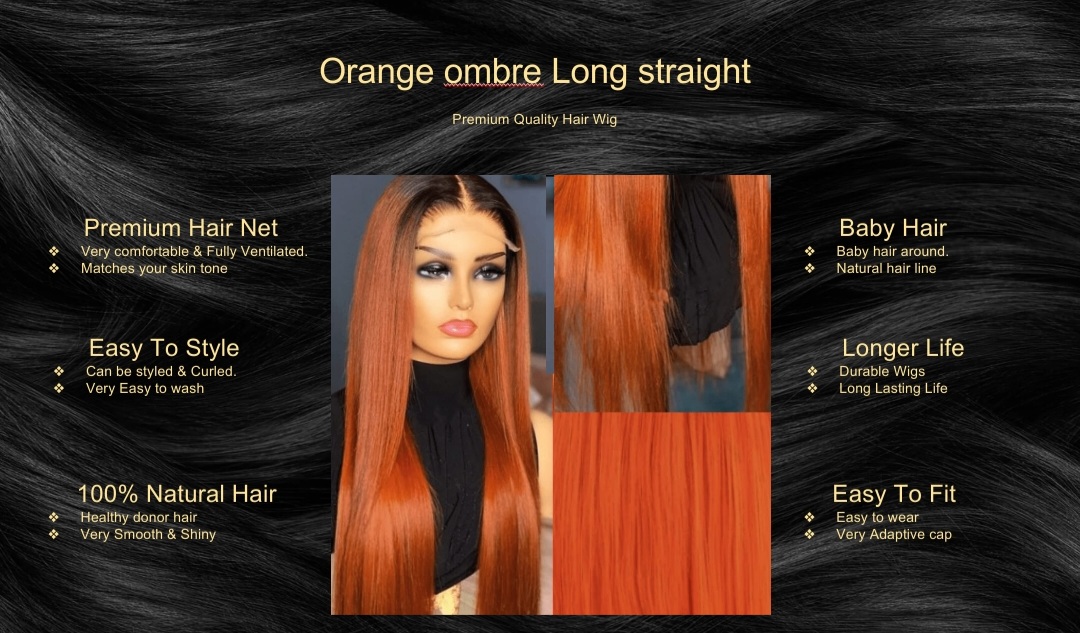 Orange ombre Long straight