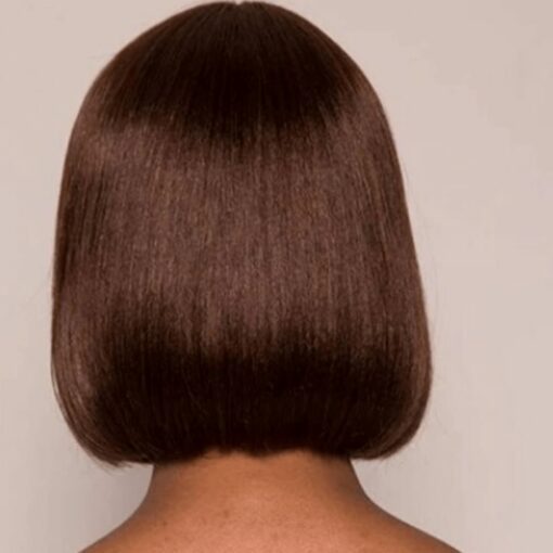 Short Dark Brown Bob With Fringe-Straight 4