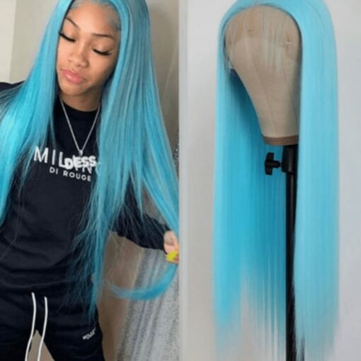 Sky blue wig-Long straight 1