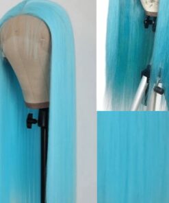 Sky blue wig Long straight 2