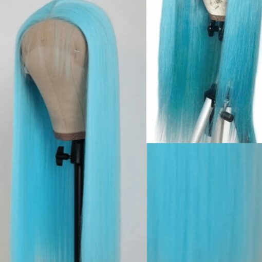 Sky blue wig-Long straight 2