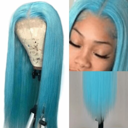 Sky blue wig-Long straight 3