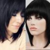 Stacked Layered Bob With Bangs Straight Black 1