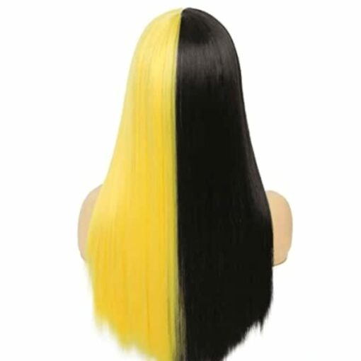 Yellow and black wig long straight2