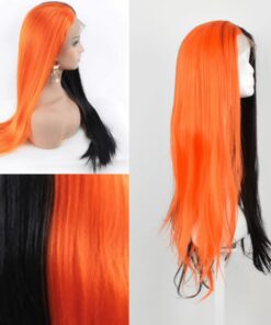 black and orange wig Long straight 3