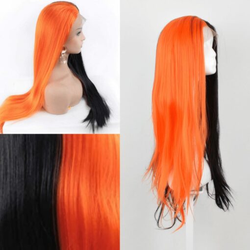 black and orange wig Long straight 3