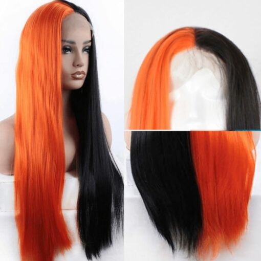 black and orange wig Long straight 4