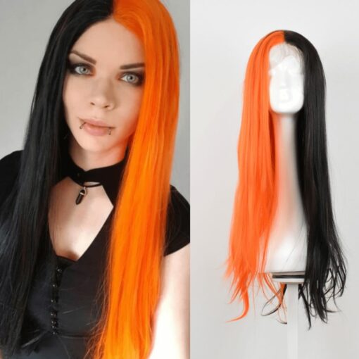 black and orange wig-Long straight1