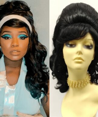 black beehive wig-long curly 1