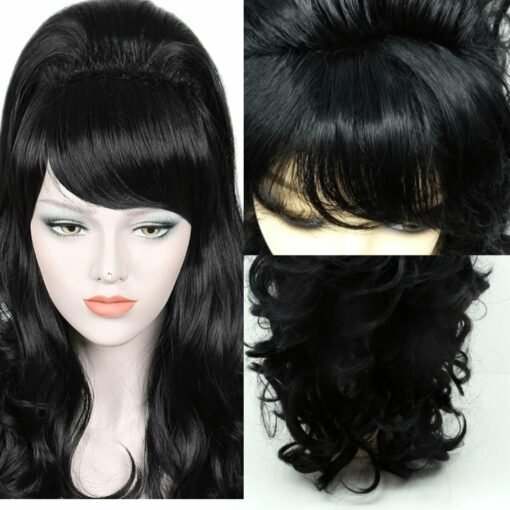 black beehive wig-long curly 4