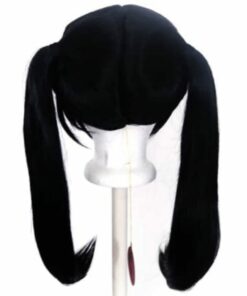 black pigtail wig long straight 2