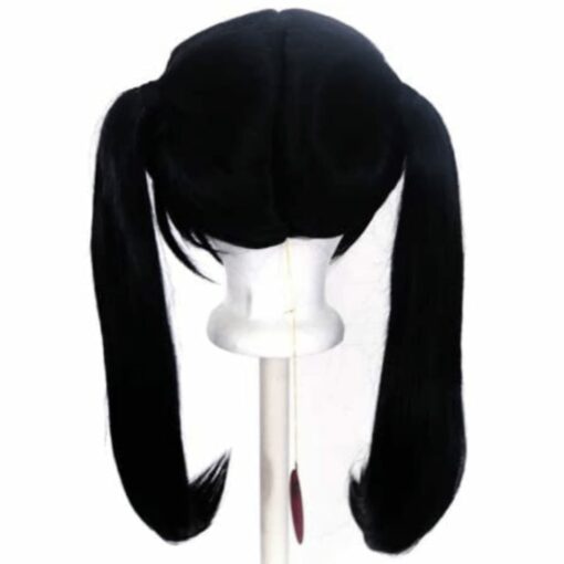black pigtail wig long straight 2