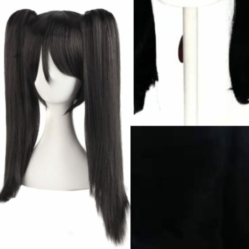 black pigtail wig-long straight 3