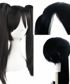 black pigtail wig long straight 4
