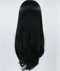 black wig with blonde streaks in front long straight 2