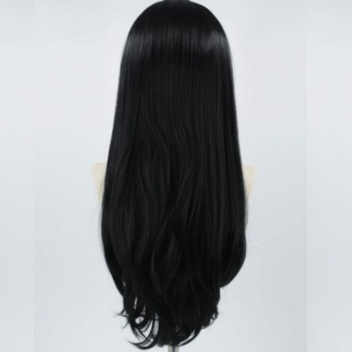 black wig with blonde streaks in front long straight 2