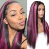 black wig with pink highlights long straight1