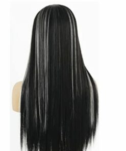 black wig with white highlights wig Long straight 2