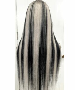 black wigs with gray highlights long straight 2