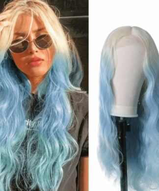 blonde and blue wig-long curly 1