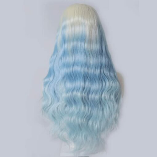 blonde and blue wig-long curly 2
