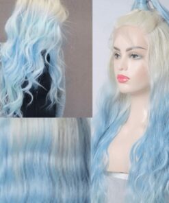 blonde and blue wig long curly 3