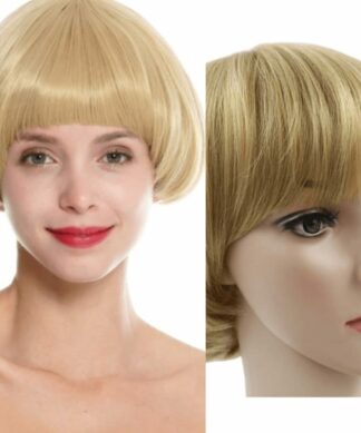 blonde bowl cut wig-short straight 1