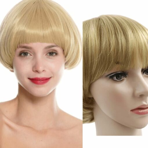 blonde bowl cut wig-short straight 1