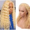 blonde crimped wig Long curly 1