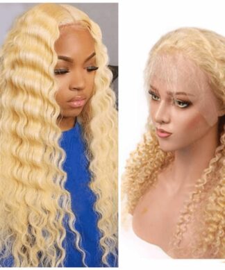 blonde crimped wig-Long curly 1