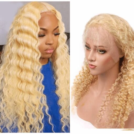 blonde crimped wig-Long curly 1