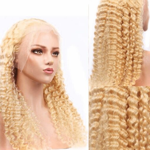 blonde crimped wig Long curly 3