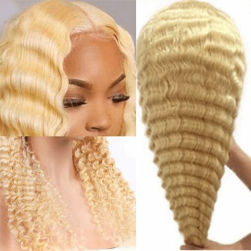 blonde crimped wig-Long curly 4