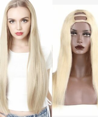 blonde u part wig-long straight 1