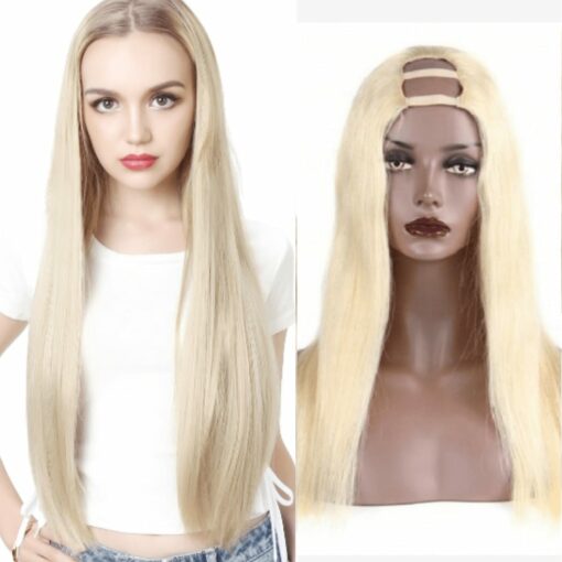 blonde u part wig long straight 1