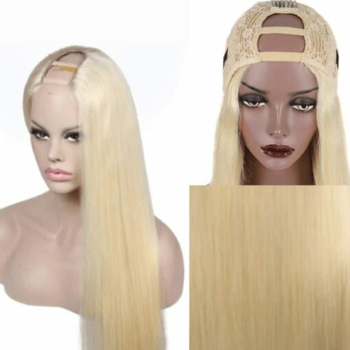 blonde u part wig-long straight 4