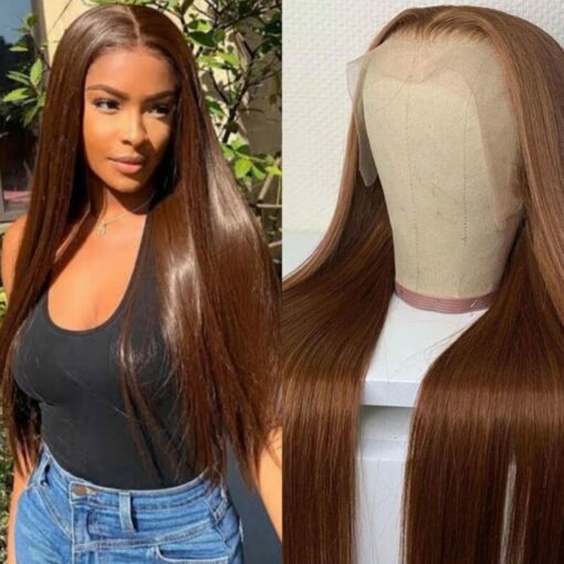 brown frontal wig-long straight 1