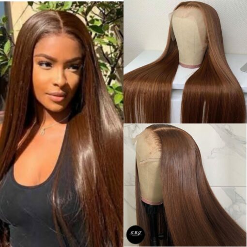 brown frontal wig long straight 2